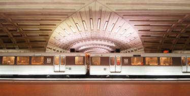 Metro train at a station
