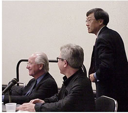 Left to right, Graves, Libeskind, and Chong at the AIA convention seminar (S125) in May. The audiotape and slides from that seminar are now available online on eClassroom.