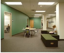 Breakout areas in each of the houses accommodate each pairing of grade levels while providing flexibility for future uses.