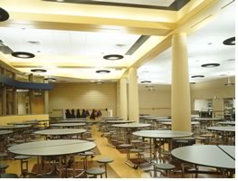 Students may eat up to three meals a day in the cafeteria/commons area.  The room is also a community resource.