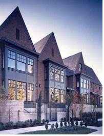 Victoria Townhomes, built over a two-level garage, live harmoniously with their neighbor, a restored, turn-of the-century apartment building. Photo © Robert Pisano.