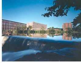 Poskanzer Skott Architects, Ridgewood, N.J., renovated the abandoned mill, creating 330 apartments, a parking garage, a recreational facility, and open spaces. The falls and the Passaic River, which once generated the textile factory's power, now serve as a picturesque backdrop for the residential community.