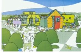 A conceptual drawing of the DuPage Children's Museum, by Peter Exley, AIA.