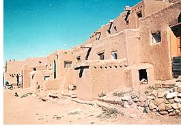 Located in the valley of a small tributary of the Rio Grande, Taos Pueblo comprises a group of  buildings thought to have been built before 1400. It is designated a World Heritage site. Photo from ParkNet, the National Park Service