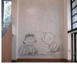 Hope springs eternal. Japanese artist Yoshiteru Otani was commissioned to capture a quintessential Peanuts' moment in a large tile mural displayed at the Charles M. Schulz Museum. Photo by Ira Nowinski