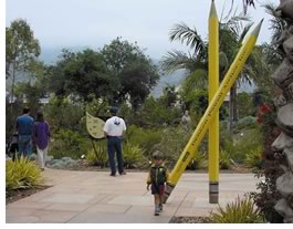 Deneen Powell Atelier proves that water conserving landscapes can be lush and beautiful. The pencils are one of the way-finding landmarks in their design for the San Diego Water Conservation Garden.