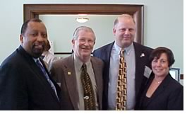 AIA/NJ President William Brown III, AIA, State Assemblyman Samuel Thompson (R-13), AIA/NJ President-Elect David Del Vecchio, AIA, and AIA/NJ Government Affairs Consultant Nancy Becker on AIA New Jersey Legislative Day.