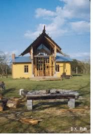 Auburn University's Rural Studio designed the Goat House from reclaimed materials.