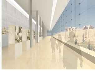 The Parthenon Gallery within the Museum, looking toward the Acropolis