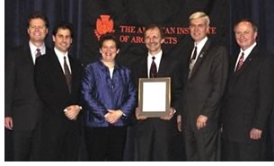 The AIA executive officers join the AIA Pennsylvania contingent in honor of the chapter’s Single Government Affairs Initiative Award.