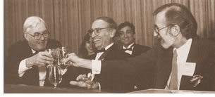 Winners of the first AIA Thomas Jefferson Award (left to right): Moynihan; Architect of the Capitol George White, FAIA; and James Ingo Freed, FAIA; celebrated their honor at the 1992 Grassroots Leadership Conference.