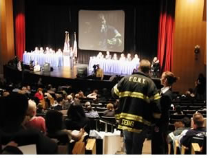 The Lower Manhattan Development Corporation (LMDC) hosted a public forum on the memorial competition, during which jury members and the public voiced their thoughts on the memorial process and design. (Photo courtesy LMDC.)