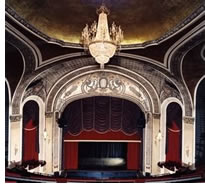 The grand chandelier in the center of the theatre is new and built in a style similar to the original.
