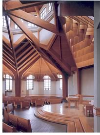 The Church of the Nativity, Leawood, Kans., demonstrates Shaughnessy Fickel and Scott Architects’ signature attention to details, such as a lantern roof over the sanctuary. Photo © Architectural Foto Graphics.
