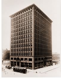 A circa 1900 photo of Louis Sullivan’s Prudential Building in Buffalo, from the collection of the Buffalo and Erie County Historical Society.