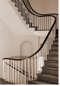 A 1936 photo by John O. Brostrop of the second-floor stair of the American Architectural Foundation’s Octagon museum.
