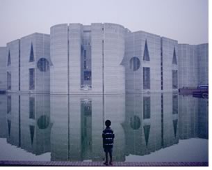 The Capital of Bangladesh with small boy, Dhaka, Bangladesh, Louis I. Kahn, Architect (image from the film) © 2003 Louis Kahn Project, Inc.
