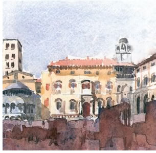 In addition to his architecture, Burse is an award-winning watercolorist. Painting courtesy of the architect.