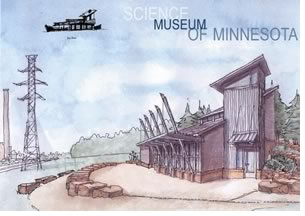The Science Museum of Minnesota, St. Paul, designed by Barbour/LaDouceur Architects. Rendering courtesy of the architect.