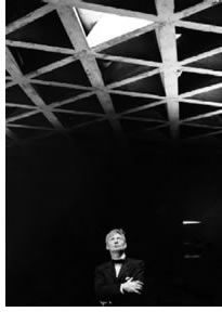 Architect Louis I. Kahn in the Yale University Art Gallery, 1954. Photo: Lionel Freedman
