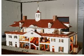 “Mount Vernon in Miniature” has two walls that raise and lower mechanically, and the roof opens to reveal the beautifully furnished 22-room house.