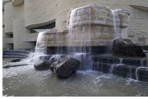 A waterfall on the museums north side signifies native cultures respect for the element. Photo  Robert Lautman.