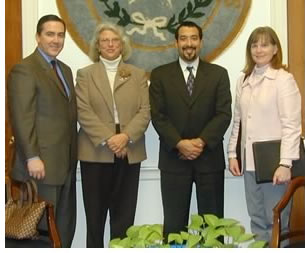 AIA Houstons delegation (left to right): Brown; Scardino; Leo Munoz, legislative assistant for Congressman Gene Green; and Martha Seng, AIA, past president.