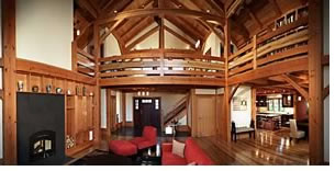 A house designed and built by New EnergyWorks of reclaimed timbers.
