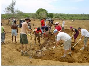 Ball State students and Sri Lankans digging foundation trenches for the demonstration house. Photo  Wes Janz.
