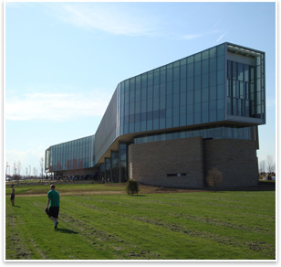The Lewis Katz Building serves as a campus gateway and beacon. Photo by Andrew Burdick/Polshek Partnership Architects.