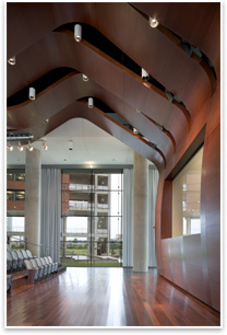 The auditorium of BNIM’s Fayez S. Sarofim Research Building at the University of Texas Health Science Center in Houston.