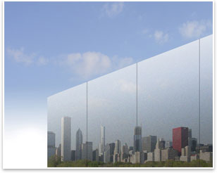 Rendering of the inside of the Corner walls, which will reflect views of the city onto the memorial.