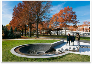 The Queens Botanical Garden was used as a sustainability case study in designing the Sustainable Sites Initiative. Its sustainable landscape features include a green roof, rain water cistern, and a filtering system that cleans rainwater with gravel. Image courtesy of the Sustainable Sites Initiative.