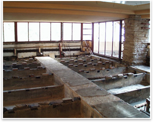 The floor of the Great Room removed for the repair. Photo courtesy of the Western Pennsylvania Conservancy.